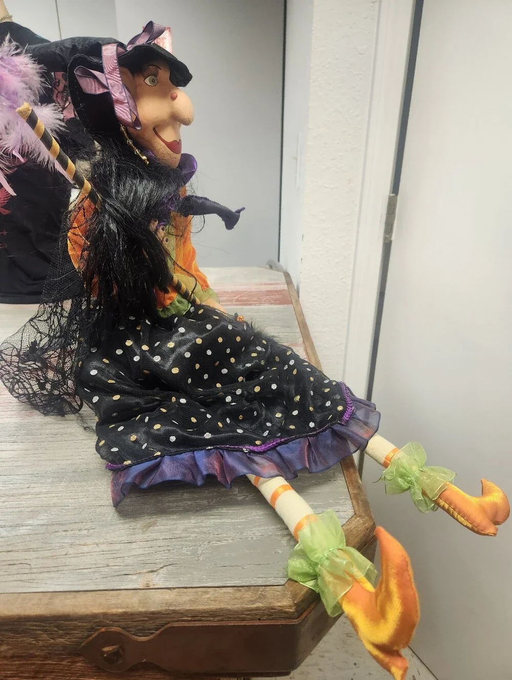 Halloween Gothic Wicked Ugly Witch Shelf Sitter Doll